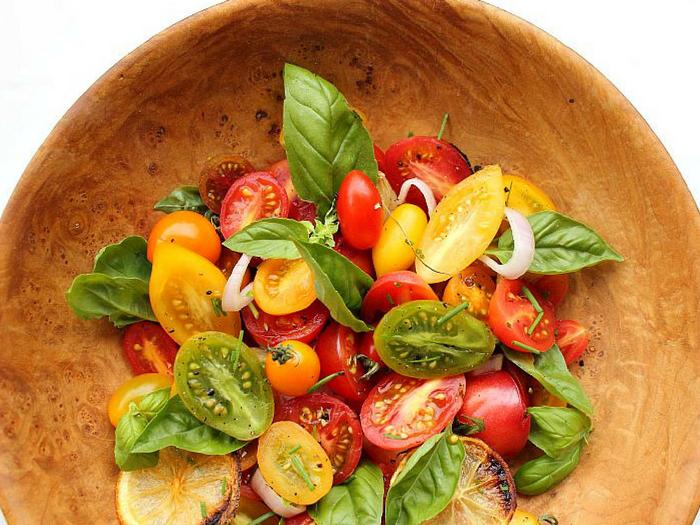 Heirloom Tomato Salad with Roasted Lemon and Garlic by Simply Fresh Dinners